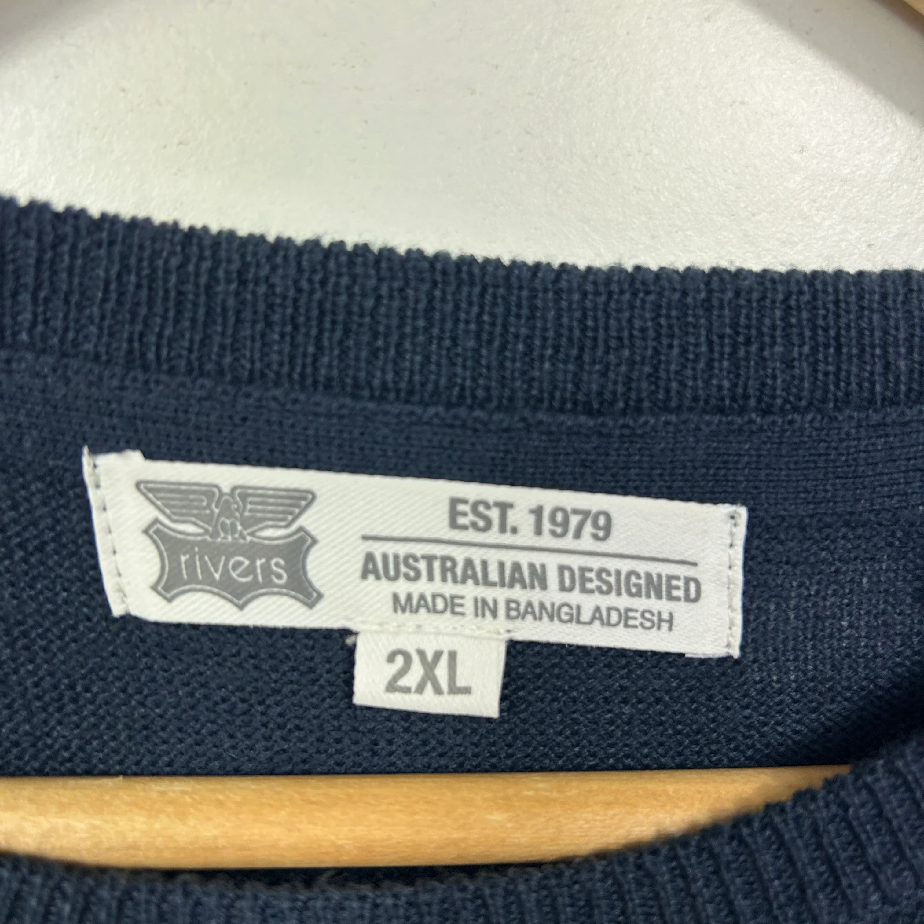Rivers Navy Mustard Grey Colour Block Sweater - Size 2XL - Image 2