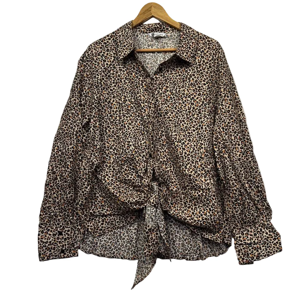 Rockmans Beige Leopard Print Cotton Shirt - Size 20