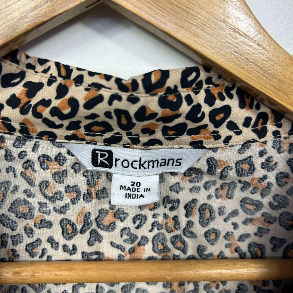 Rockmans Beige Leopard Print Cotton Shirt - Size 20 - Image 2