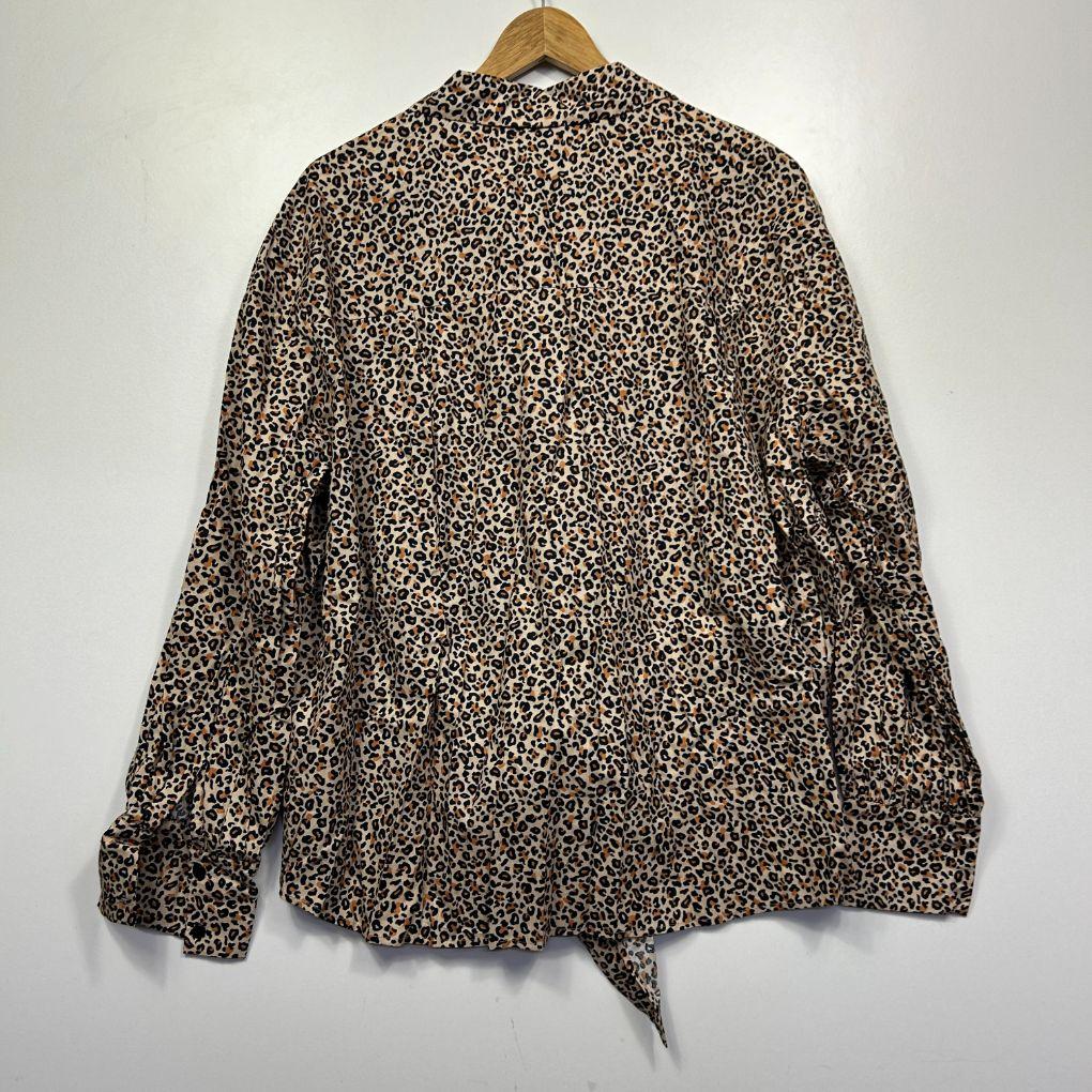 Rockmans Beige Leopard Print Cotton Shirt - Size 20 - Image 6