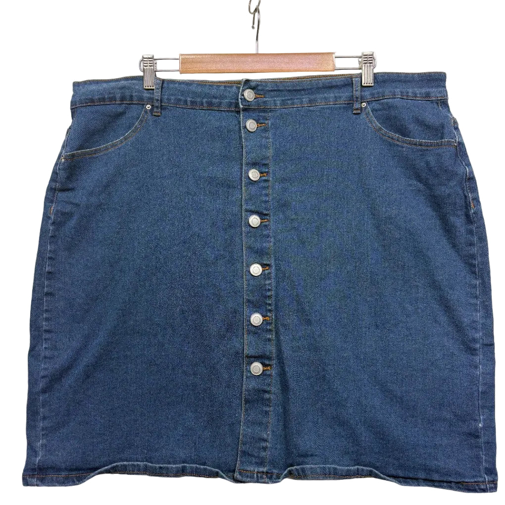 Rockmans Blue Denim Button-Front Skirt - Size 22