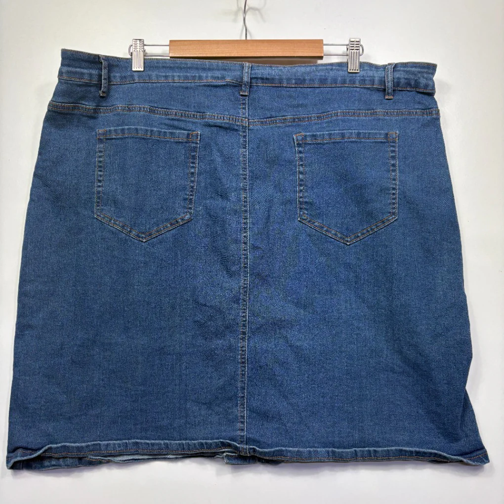 Rockmans Blue Denim Button-Front Skirt - Size 22 - Image 2