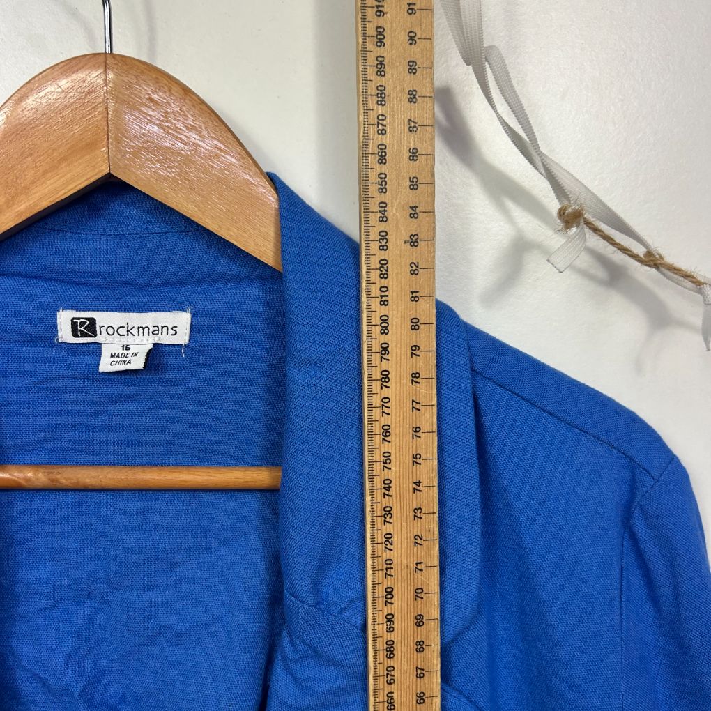Rockmans Blue Linen Blazer - Size 16 - Image 5