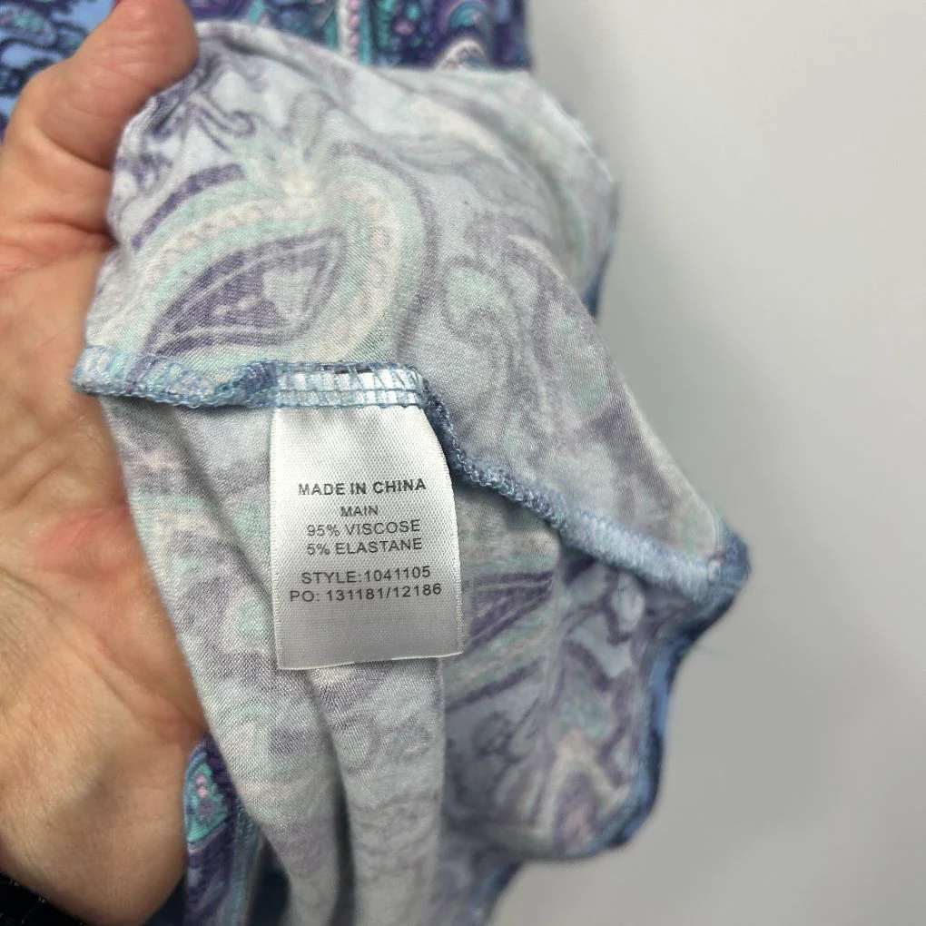 Rockmans Blue Paisley Print Top - Size L - Image 3