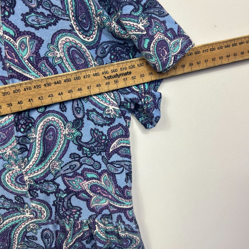 Rockmans Blue Paisley Print Top - Size L - Image 6