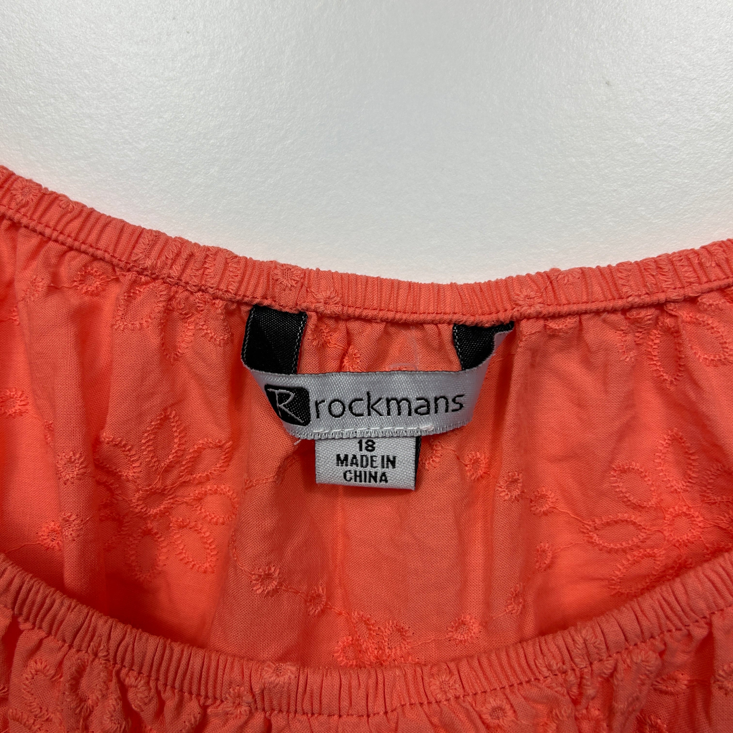 Rockmans Coral Embroidered Top - Size 18 - Image 3
