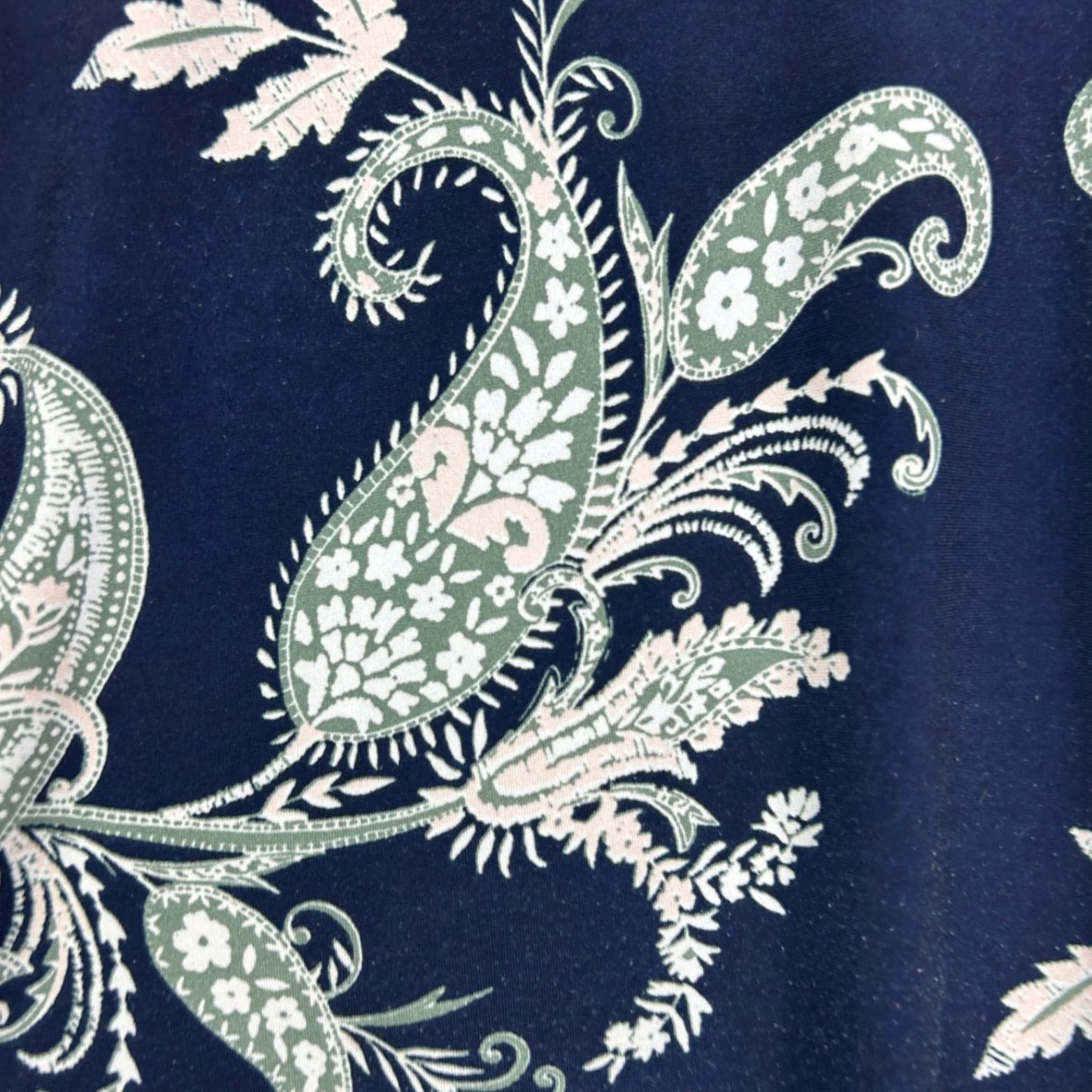 Rockmans Navy Keyhole Top Blouse Size XL Paisley Print - Image 3