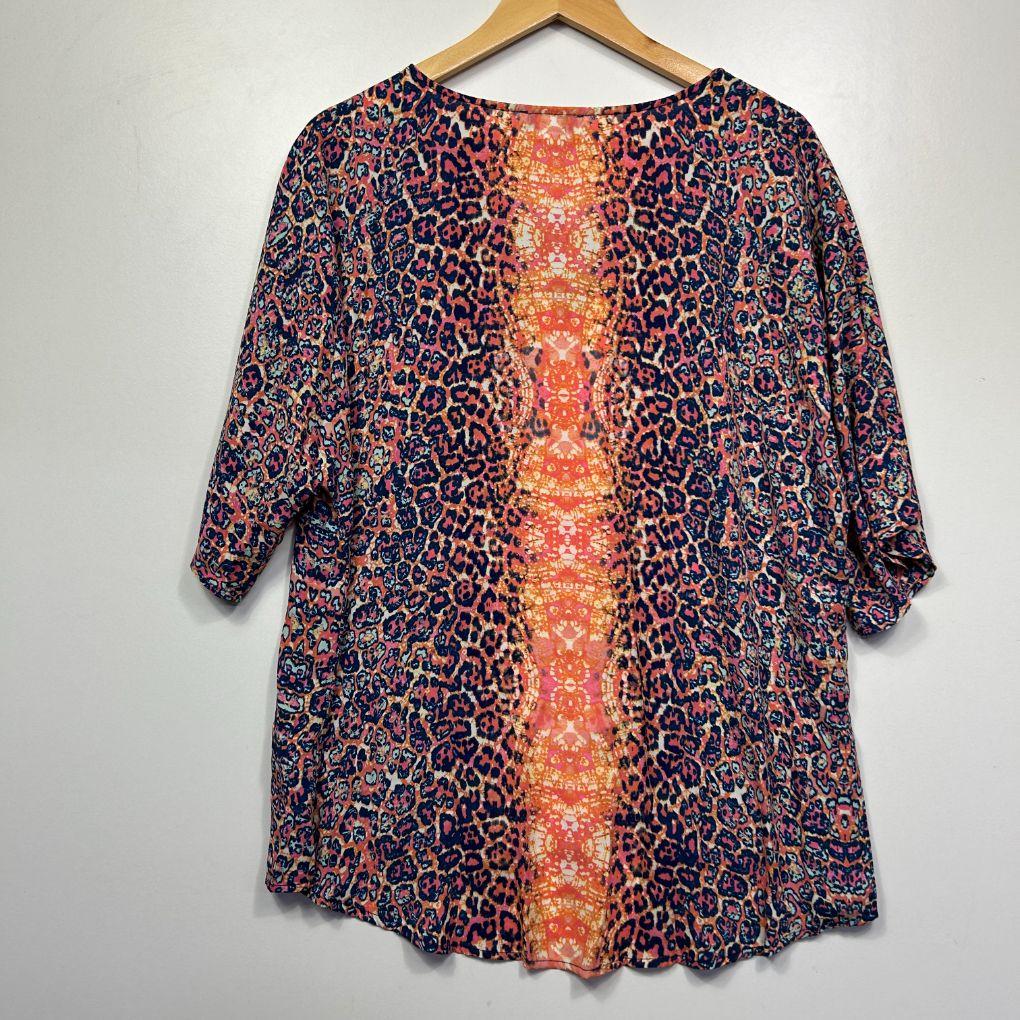 Rockmans Orange Abstract Print Top - Size L/XL - Image 4