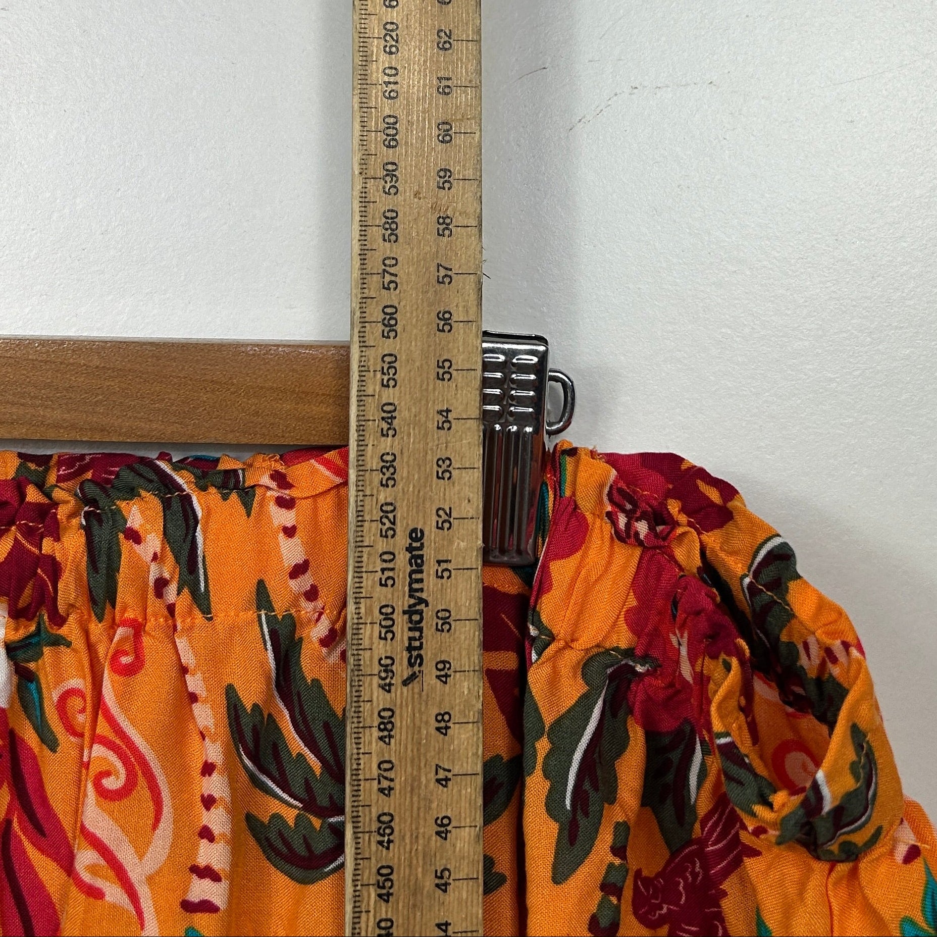 Rockmans Orange Floral Print Off The Shoulder Top - Size 14 - Image 4
