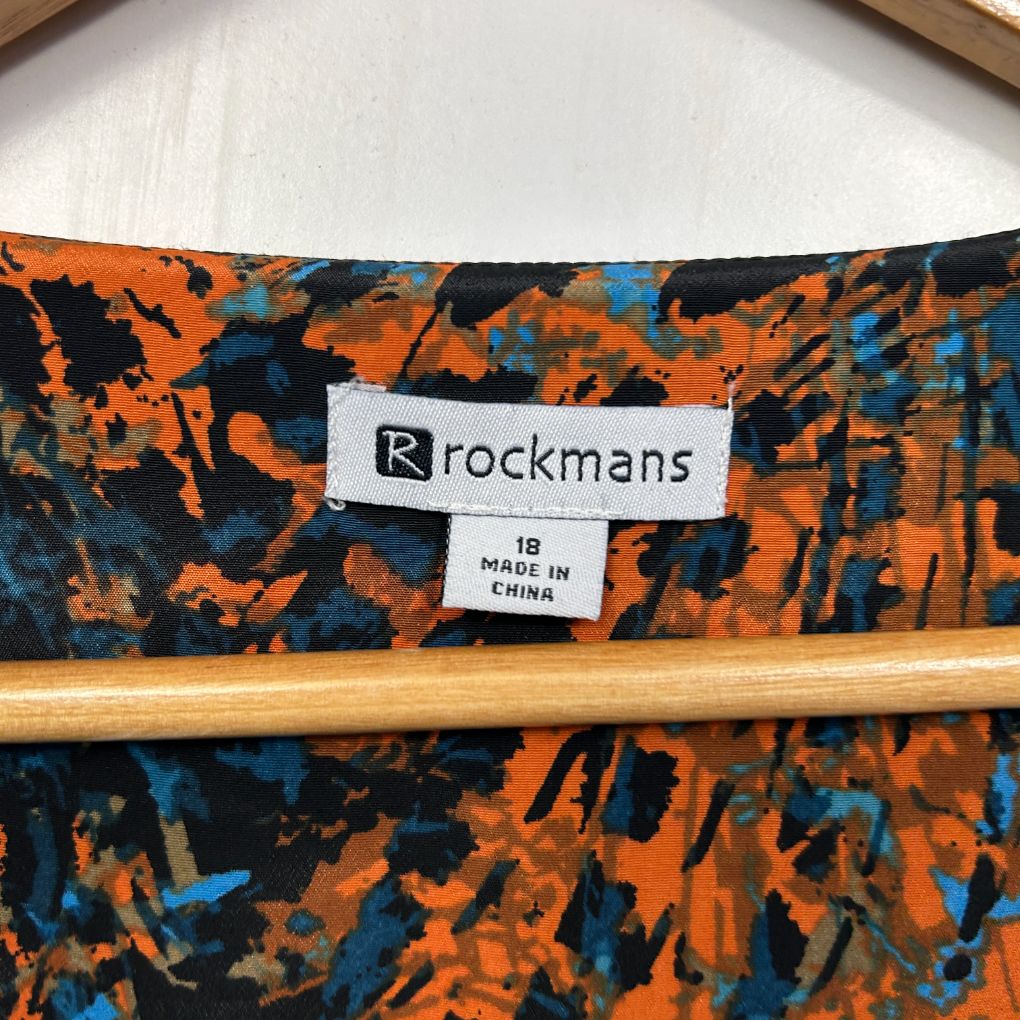 Rockmans Orange Print Top - Size 18 - Image 2