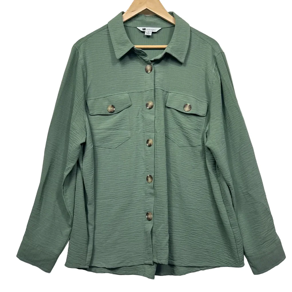 Rockmans Sage Green Shacket - Size 18