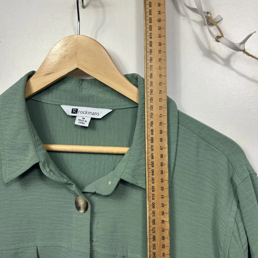 Rockmans Sage Green Shacket - Size 18 - Image 6