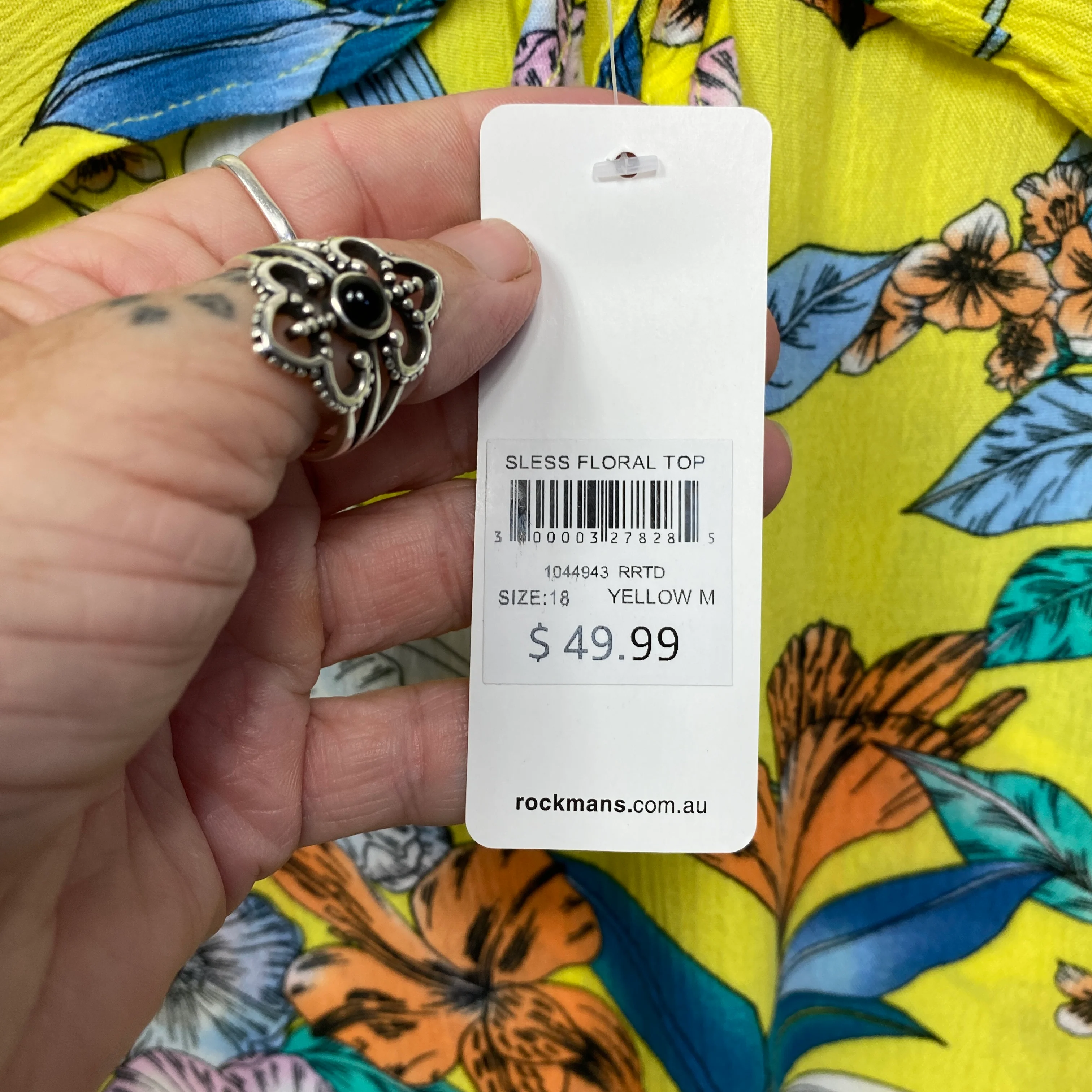 Rockmans Top Size 18 Yellow Floral Cold Shoulder Sleeve New - Image 5