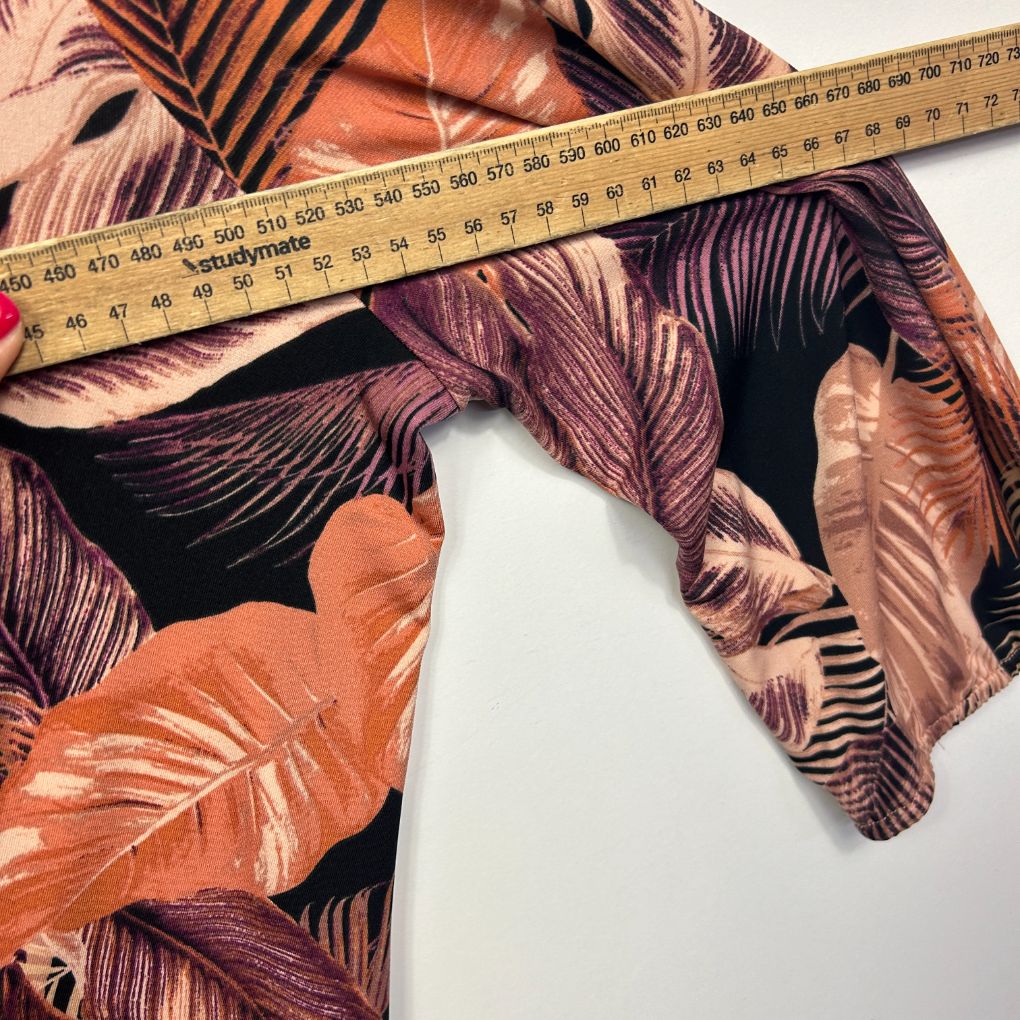 Rockmans Tropical Leaf Print Top - Size M - Image 7