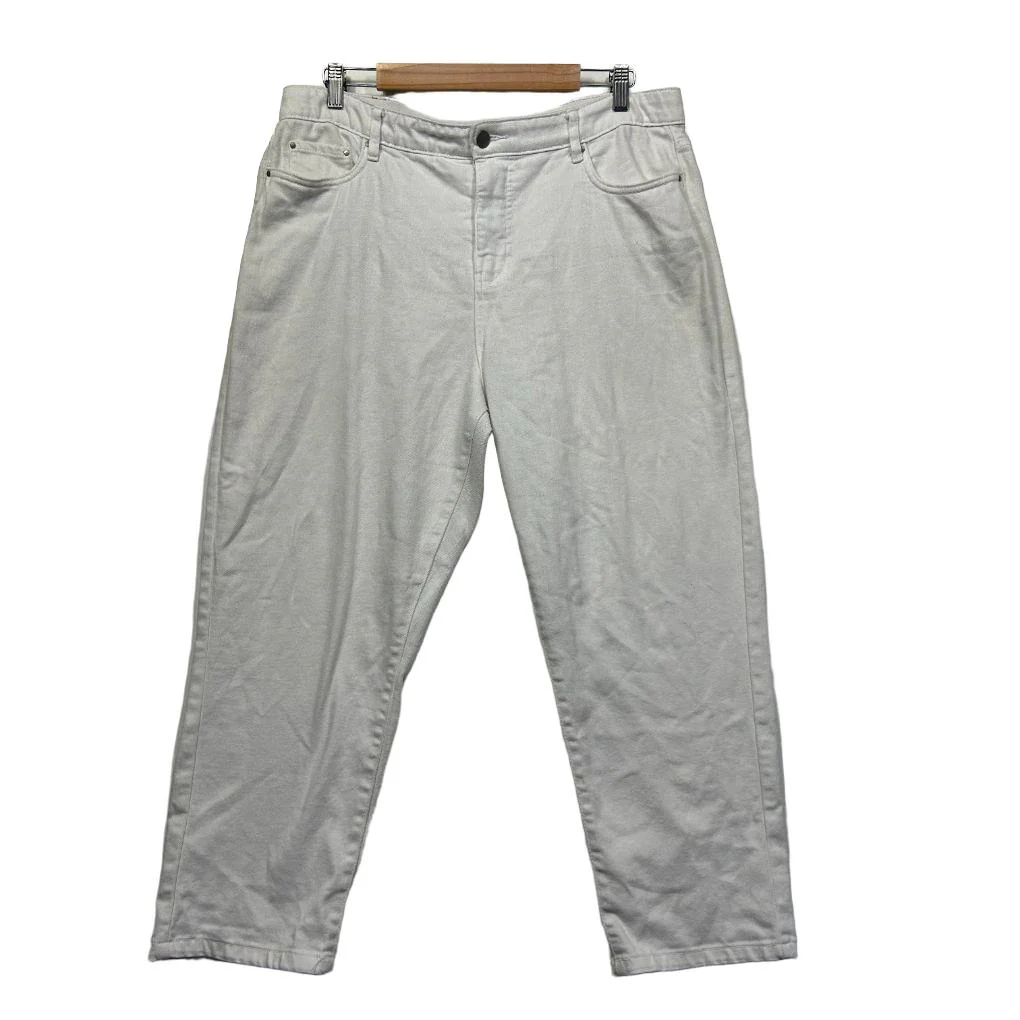 Rockmans White Cotton Jeans - Size 16