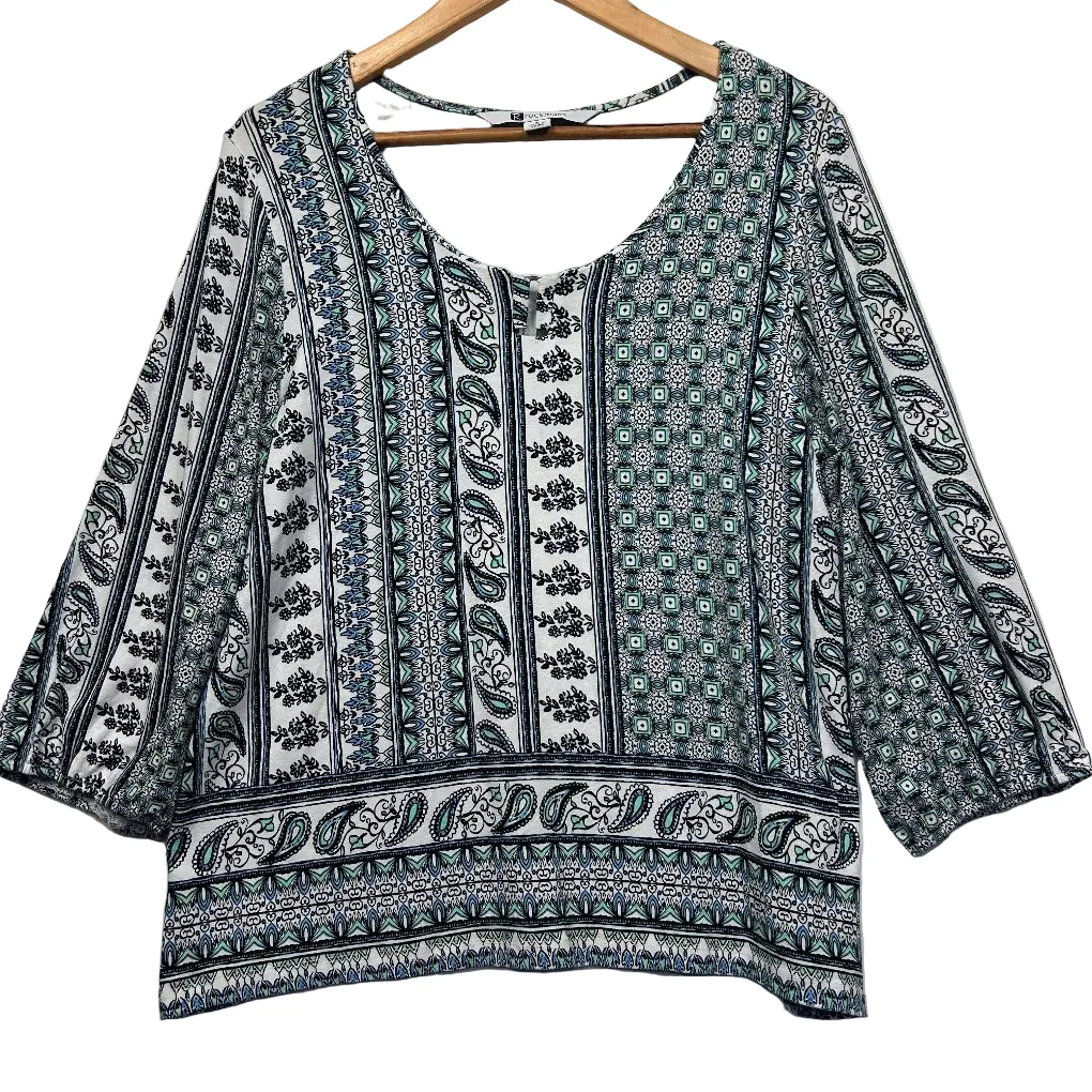 Rockmans White Paisley Print Top - Size L