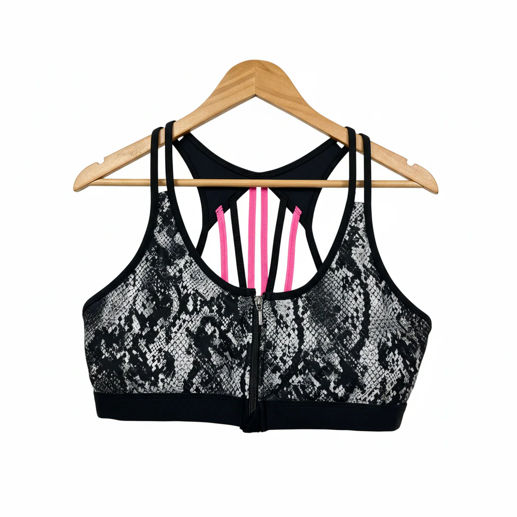 Rockwear Black Snakeskin Print Sports Bra - Size 16