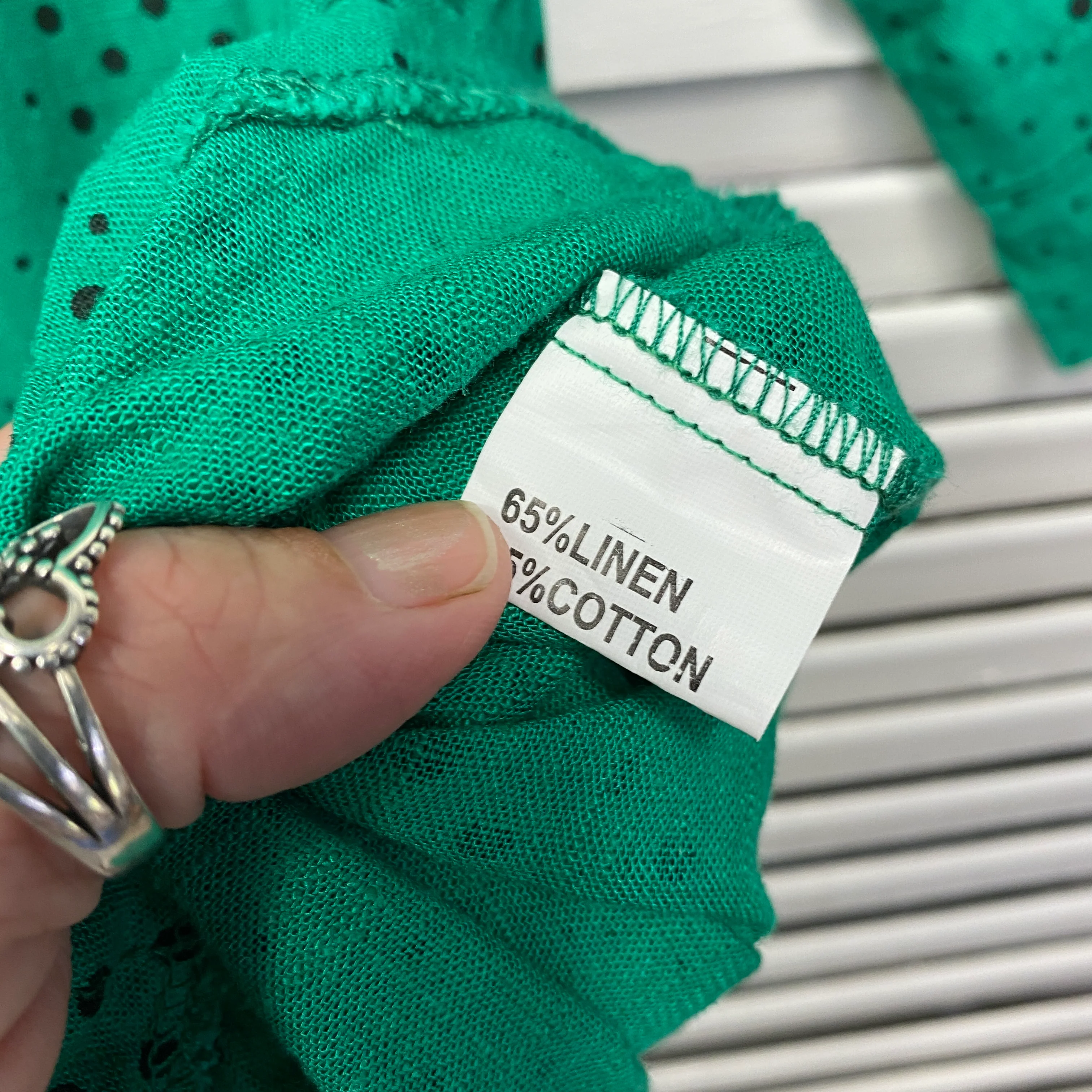 Ruby Rain Tunic Top Size 14 Short Sleeve Green Linen Blend - Image 5