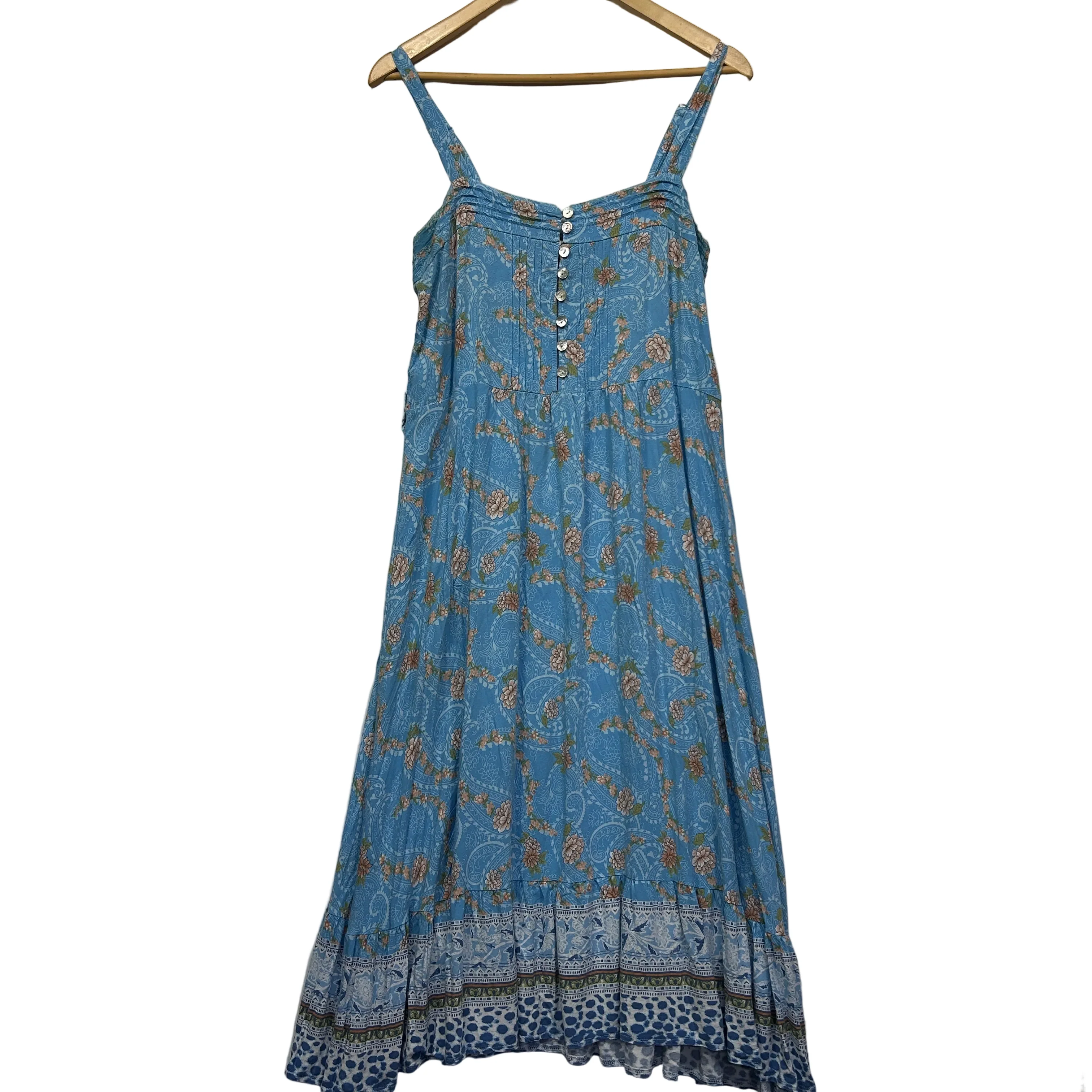 Sally Bright Blue Floral Maxi Dress - Size 14