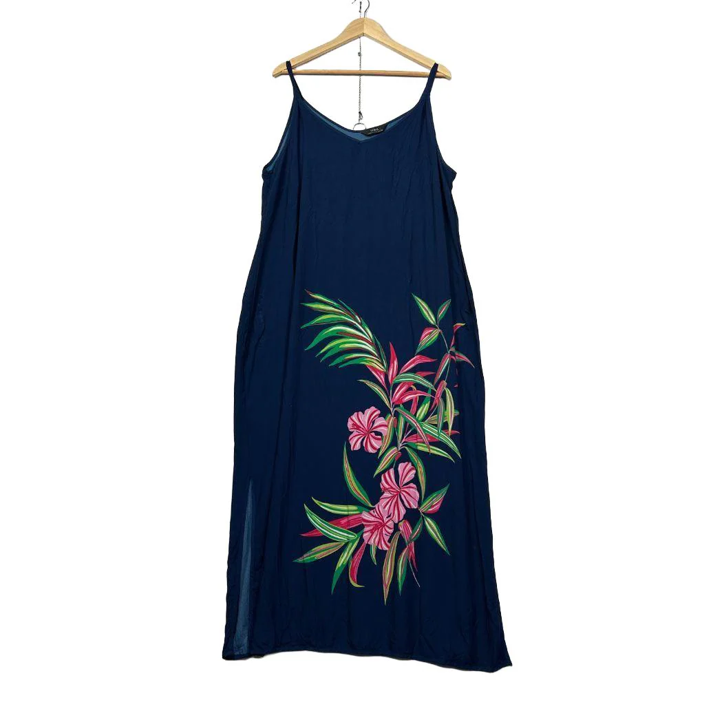 Sara Navy Tropical Floral Maxi Dress Size 20