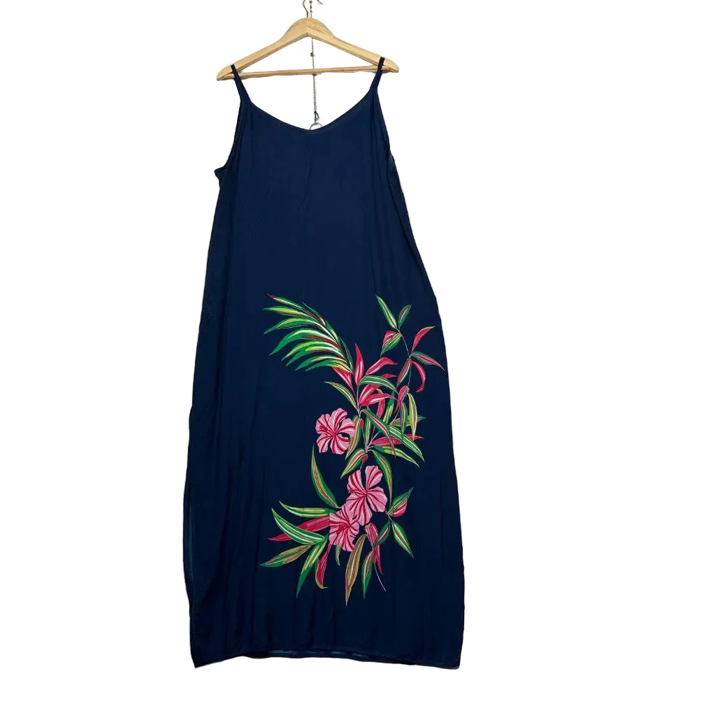 Sara Navy Tropical Floral Maxi Dress Size 20 - Image 4