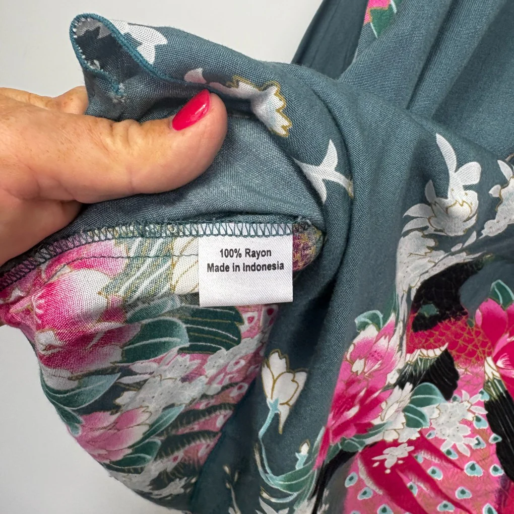 Sea Love Teal Peacock Print Top - Size XL - Image 2