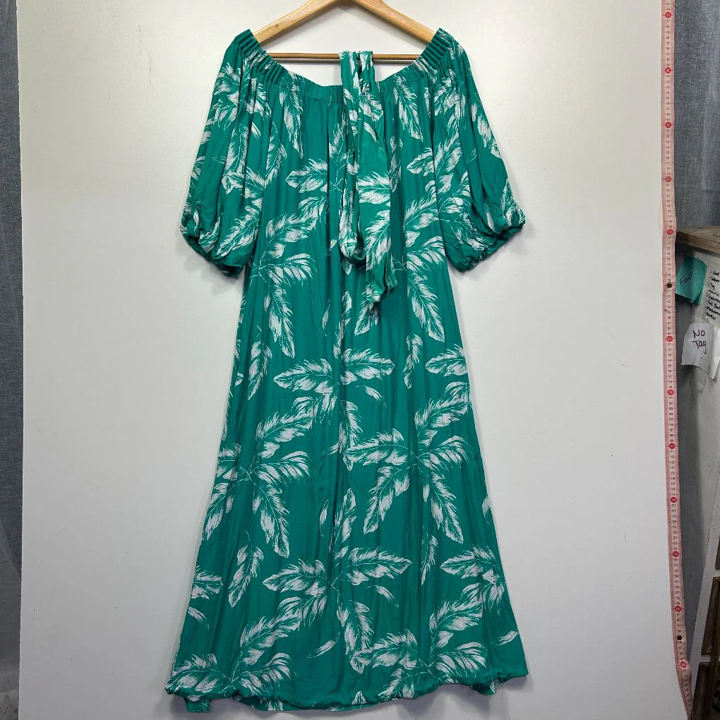 Seed Heritage Teal Leaf Print Dress - Size L - Image 4