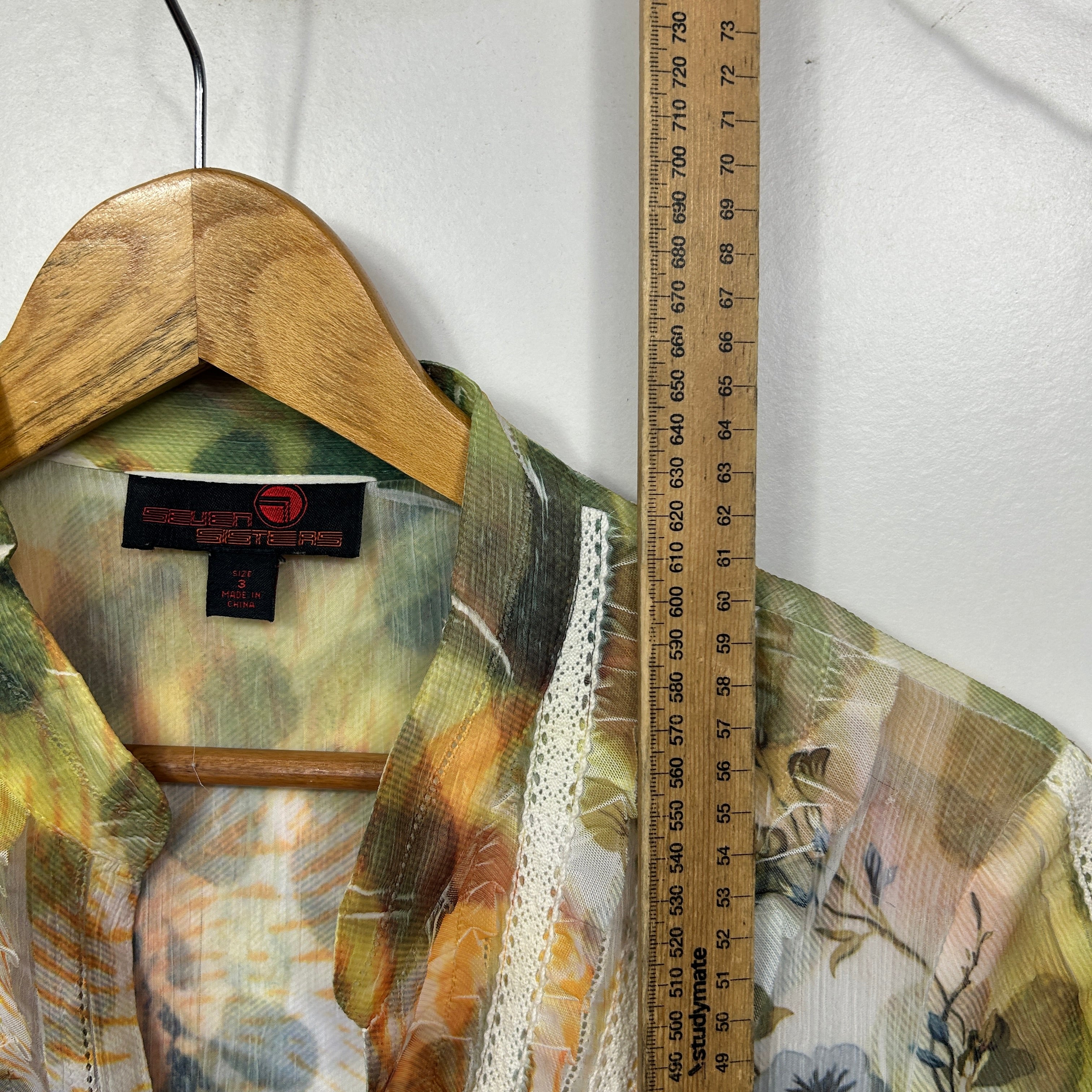 Seven Sisters Multicoloured Floral Sheer Blouse - Size 3 14/16 - Image 4