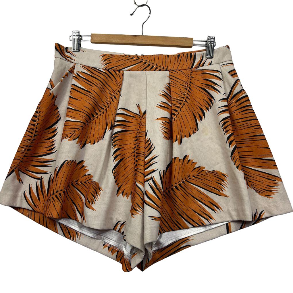 Sheike Orange Palm Leaf Print Shorts - Size 14