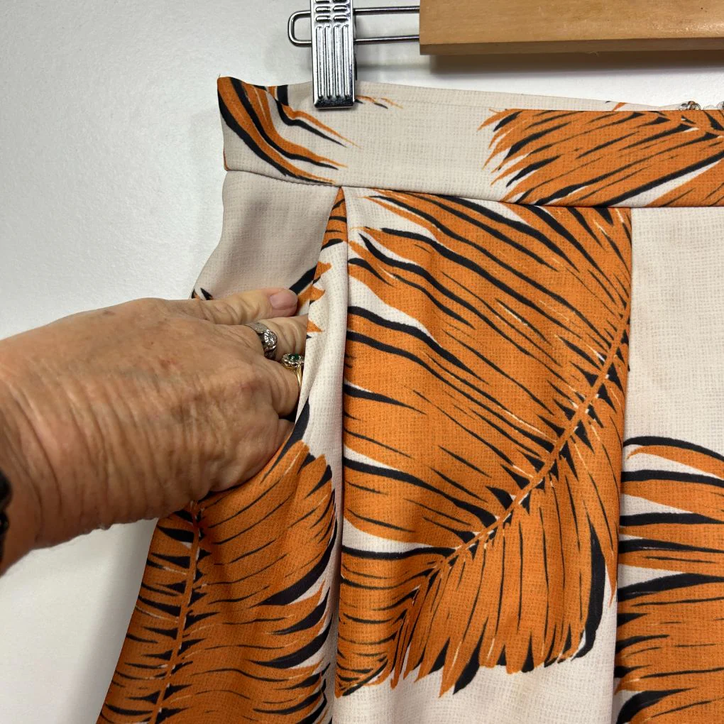 Sheike Orange Palm Leaf Print Shorts - Size 14 - Image 2