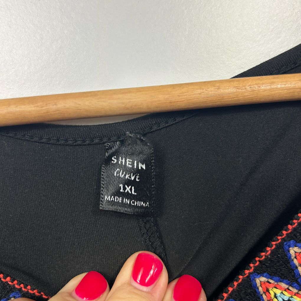 Shein Black Embroidered Maxi Dress - Size 1XL - Image 2