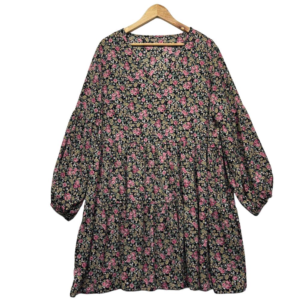 Shein Black Floral Dress - Size 3XL