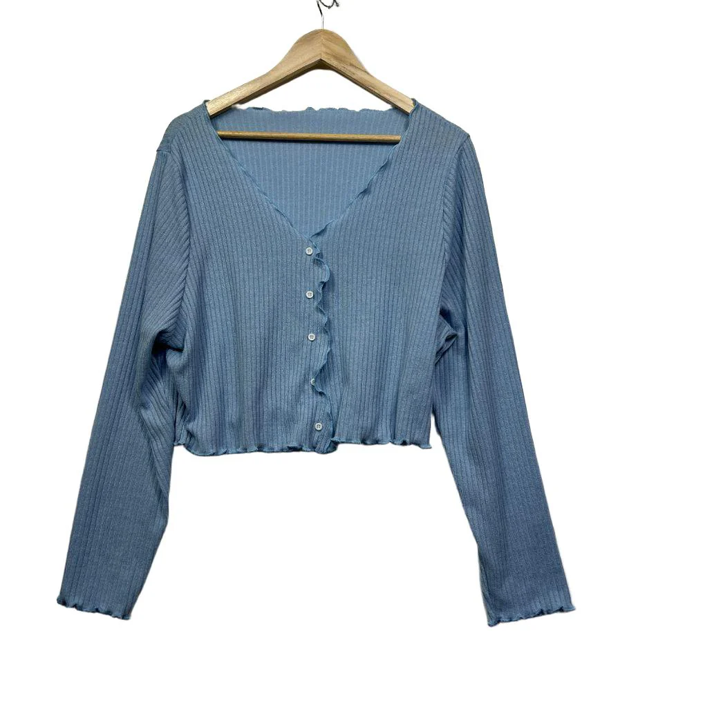 Shein Curve Blue Long Sleeve Crop Top - Size 4XL