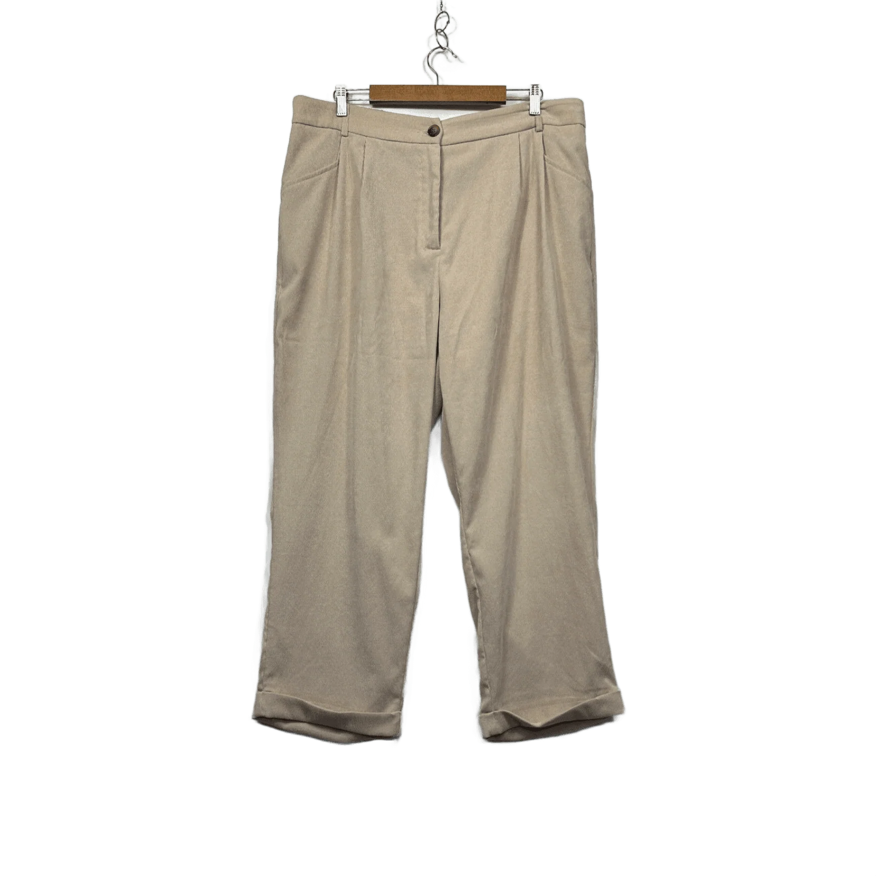 SHEIN Curve Womens Beige Corduroy Wide Leg Trousers 3XL