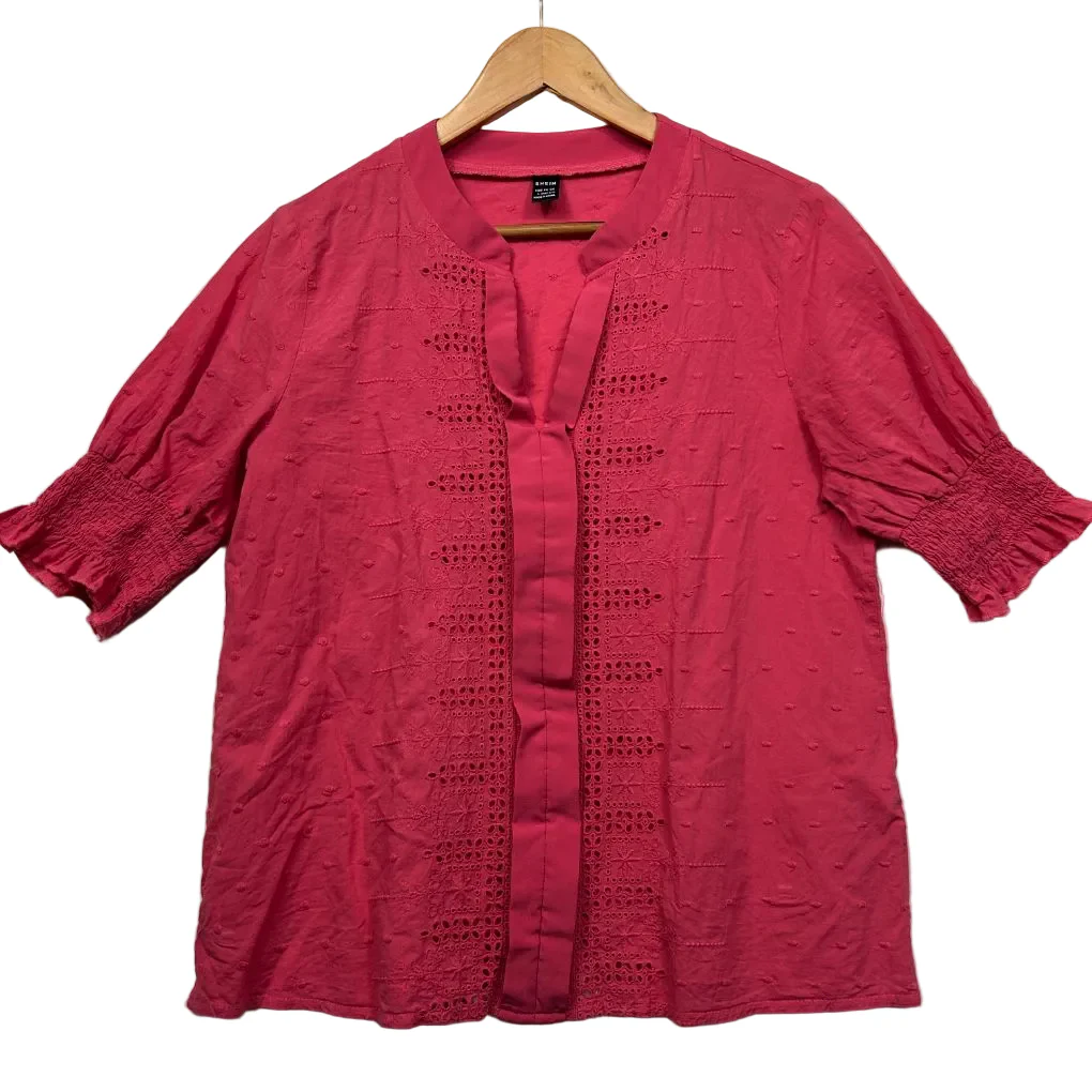 Shein Pink Eyelet Blouse - Size L