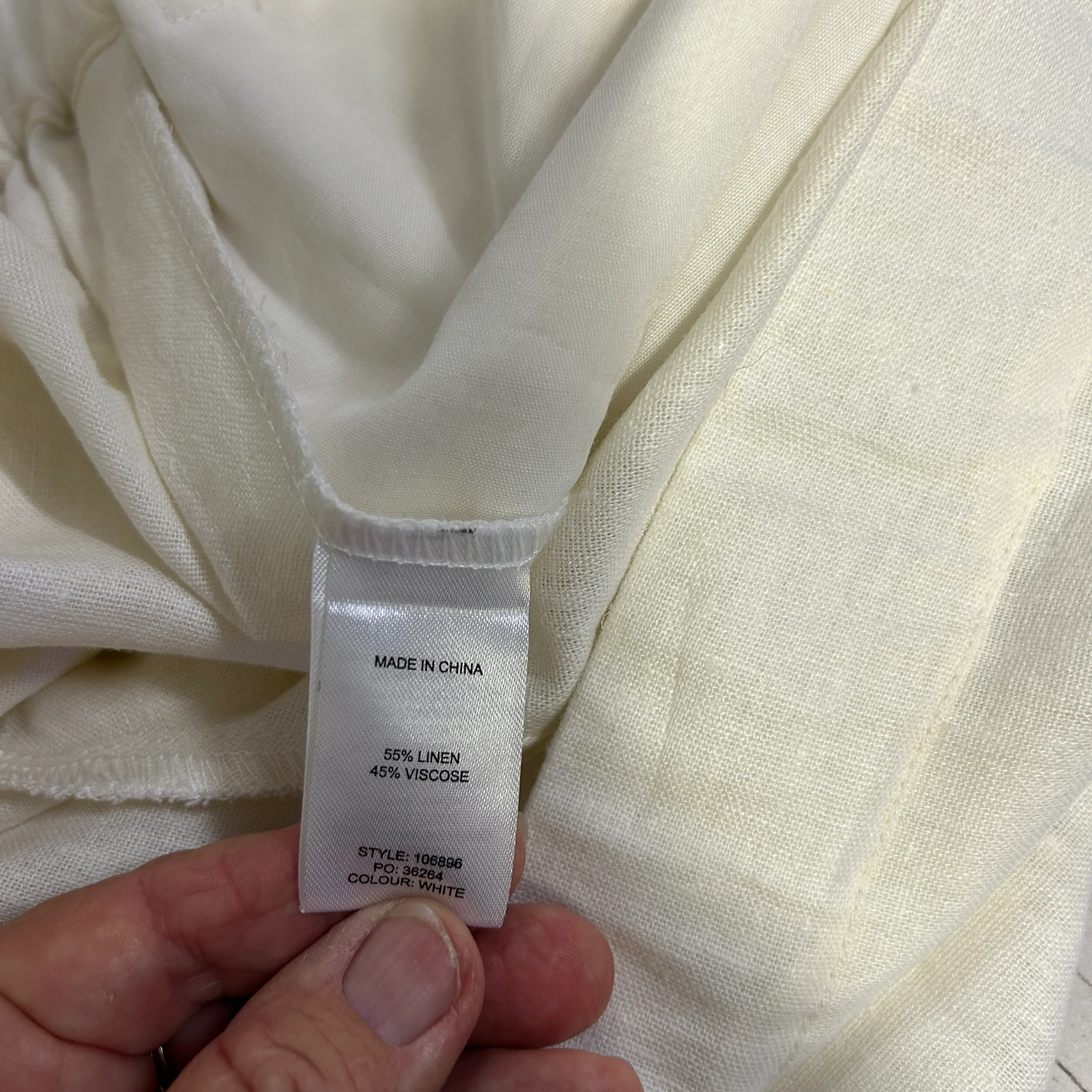 Noni B White Linen Viscose Pull-On Pants - Size 16 - Image 7