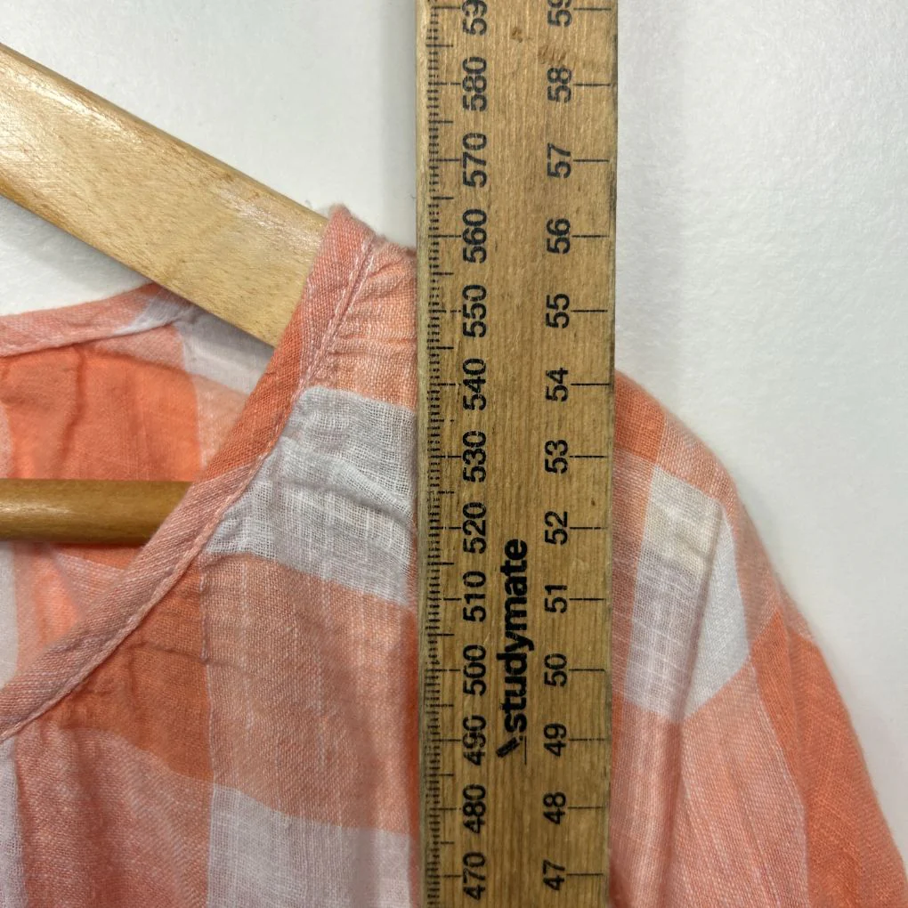 Soul Sparrow Orange Gingham Check Cotton Top Size S/M (Oversized) - Image 6