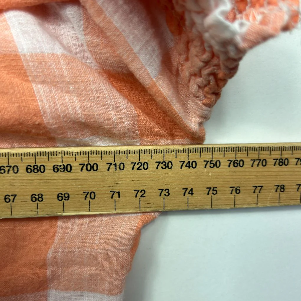 Soul Sparrow Orange Gingham Check Cotton Top Size S/M (Oversized) - Image 7