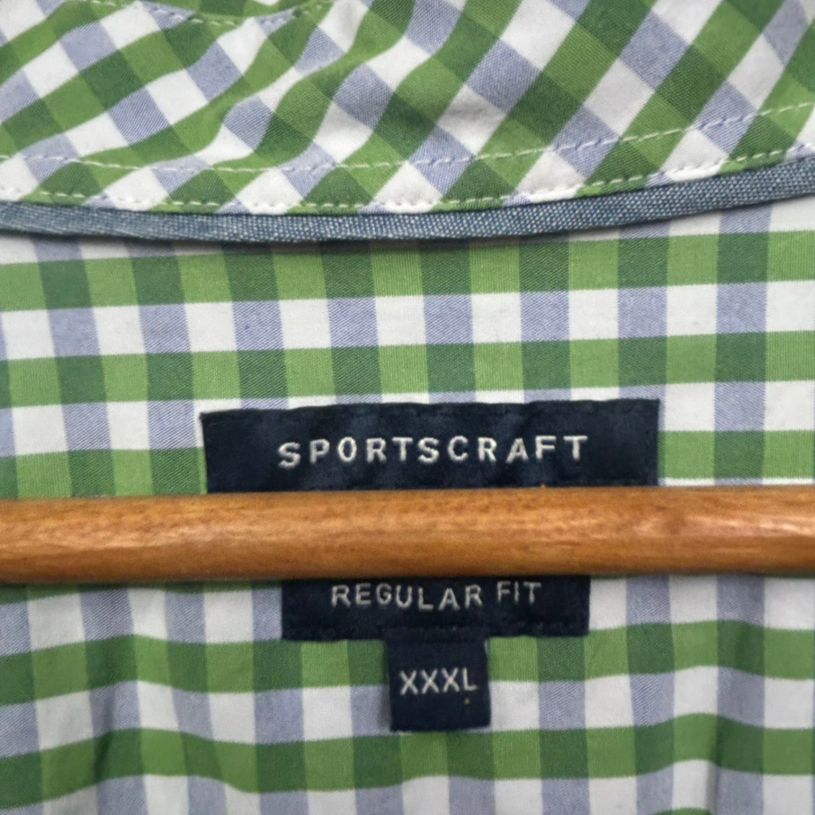 Sportscraft Shirts Men Green White Size 3XL Regular Fit Short Sleeve Gingham Check - Image 3