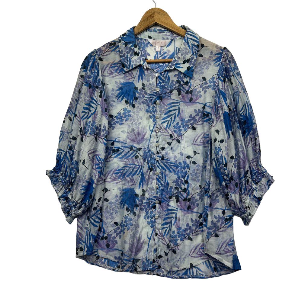 Sunny Girl Blue Floral Blouse - Size 16