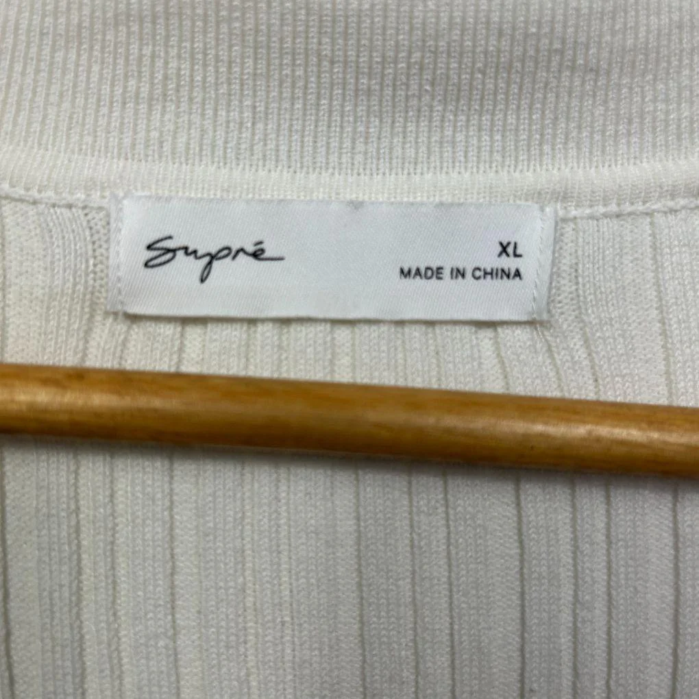 Supré White Ribbed Cardigan - Size XL - Image 2