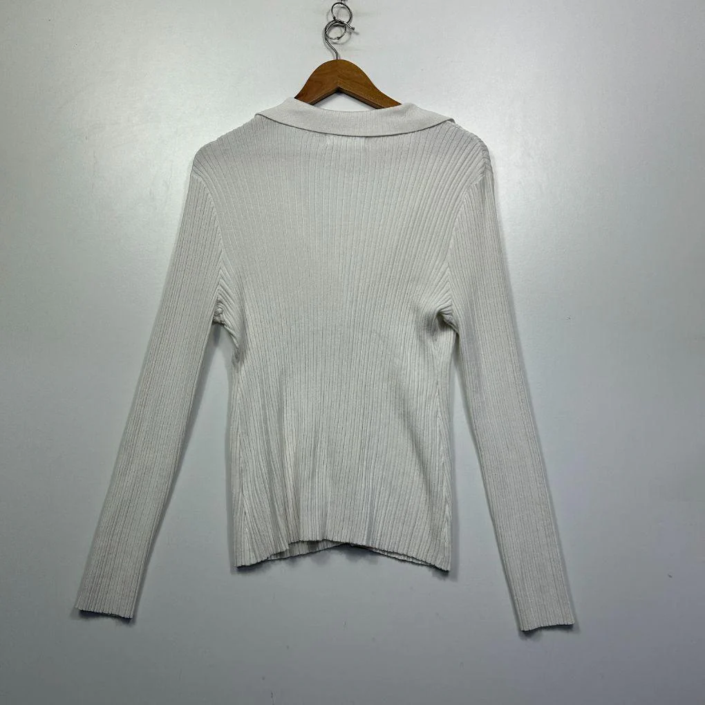 Supré White Ribbed Cardigan - Size XL - Image 4