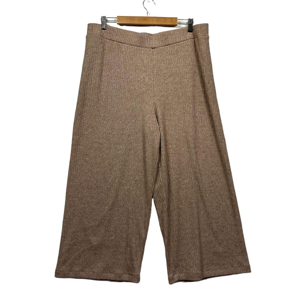 Sussan Beige Ribbed Wide-Leg Pants - Size XXL