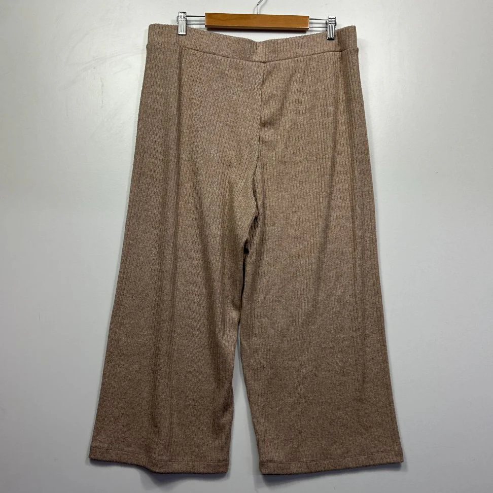 Sussan Beige Ribbed Wide-Leg Pants - Size XXL - Image 4