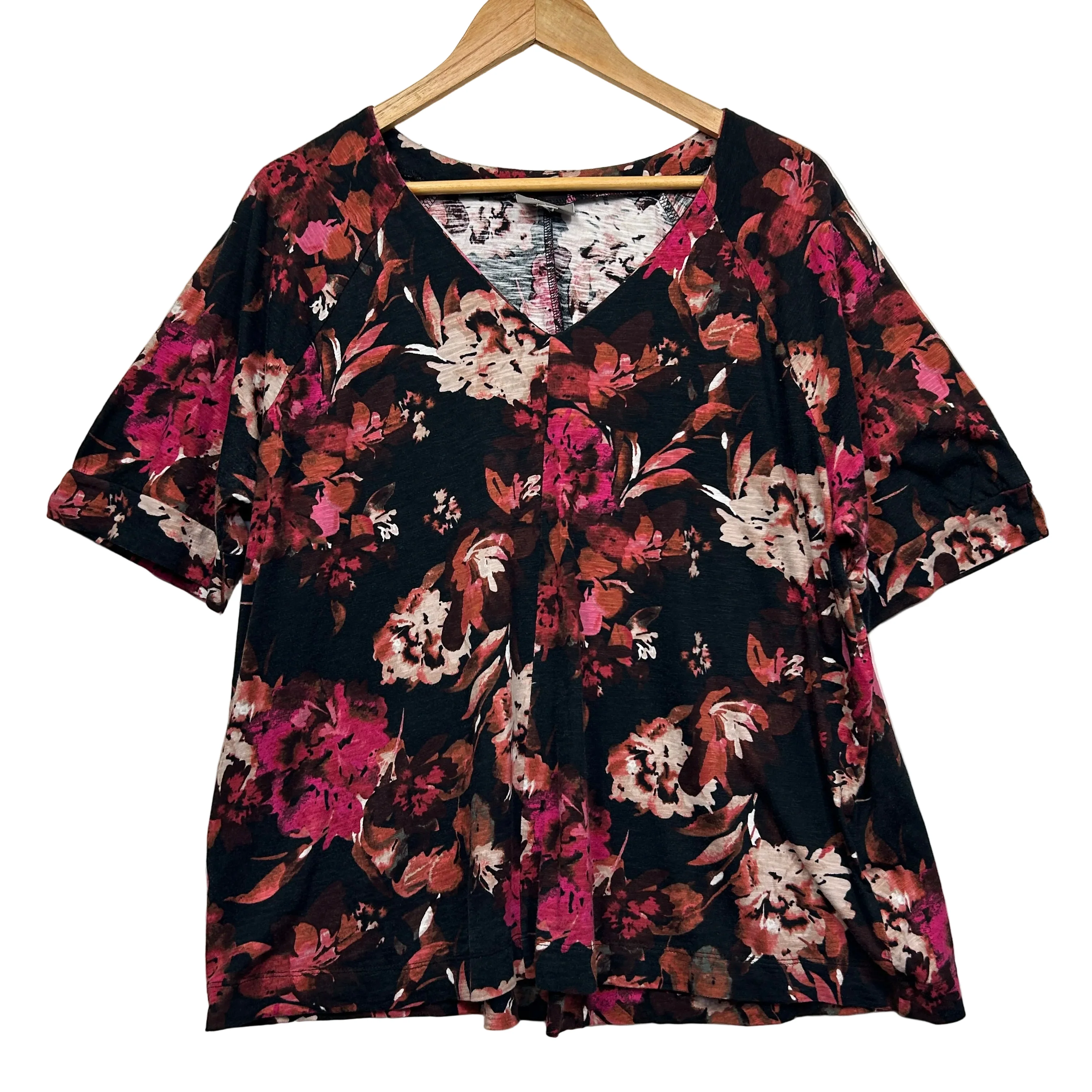 Sussan Black Floral Top - Size 2XL