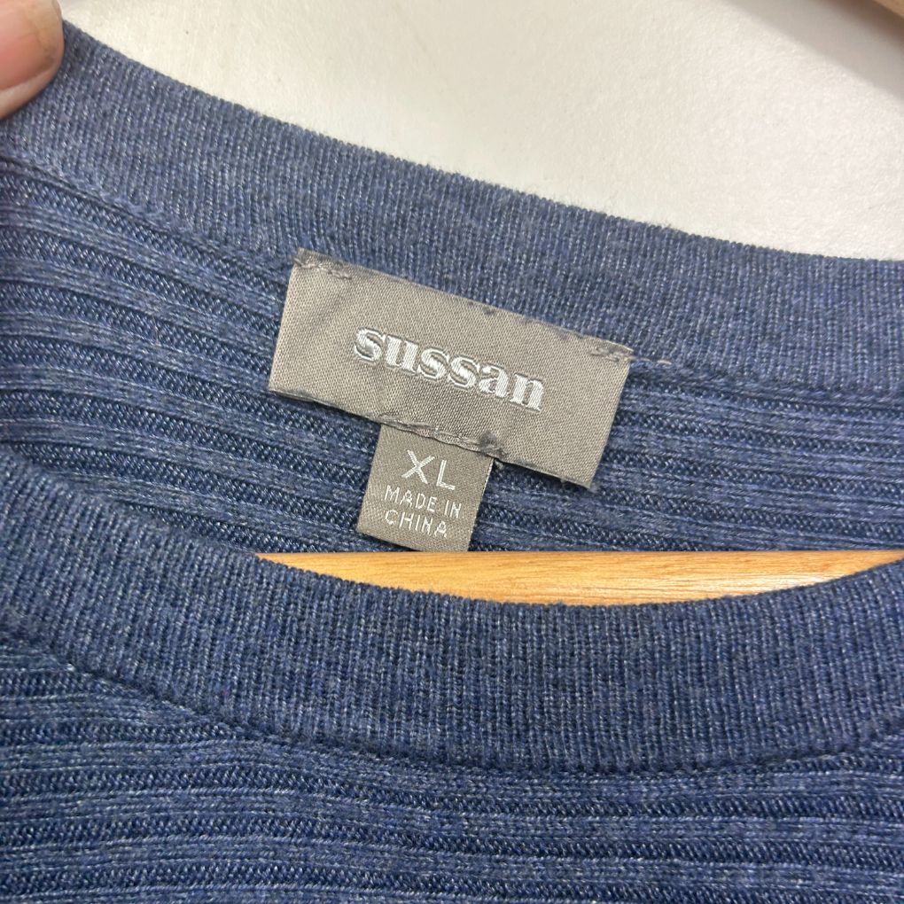 Sussan Blue Cotton Knit Jumper Top - Size XL - Image 2