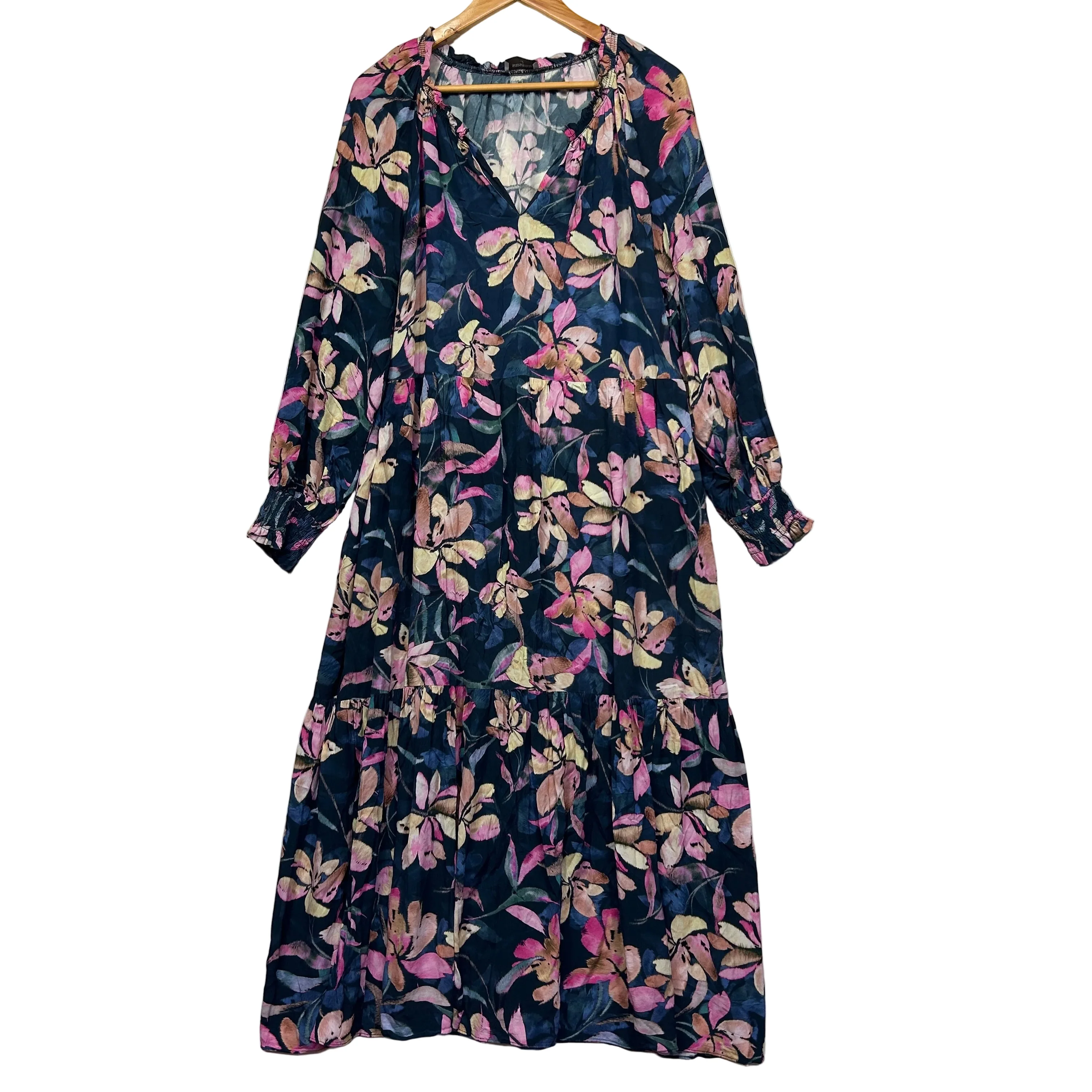 Sussan Navy Viscose Multicoloured Floral Maxi  Dress - Size 14