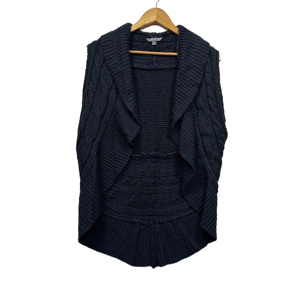 Suzanne Grae Navy Chunky Knit Vest Cardigan - Size XL