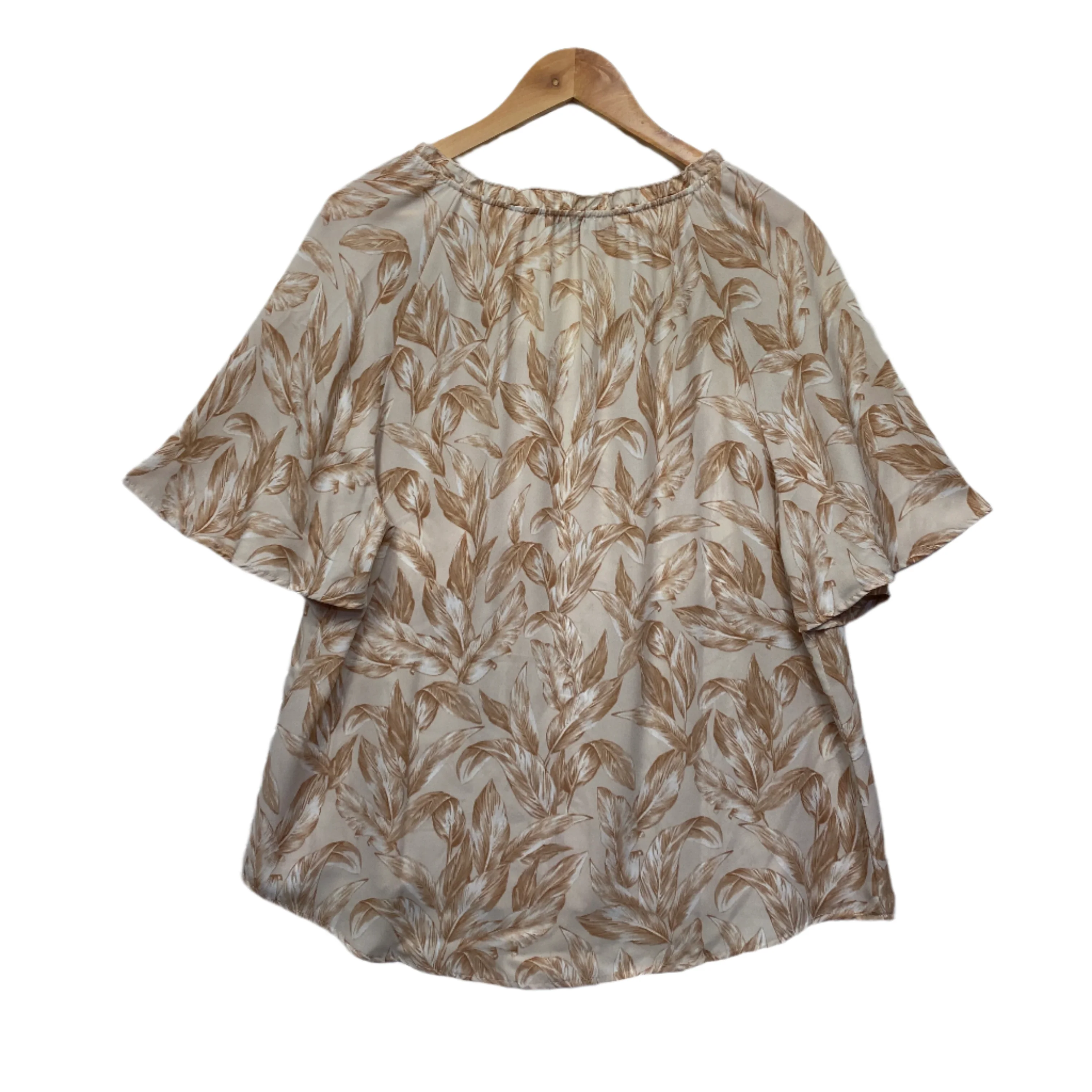 Table Eight Top Size 14 Beige Leaf Print Short Sleeve - Image 2