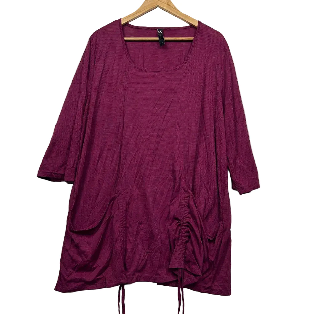 Taking Shape Berry Polyester Ruched Tunic - Size 18/M